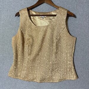 Dressbarn Woman Collection Gold Textured Sleeveless Tank Top Plus Size 14W